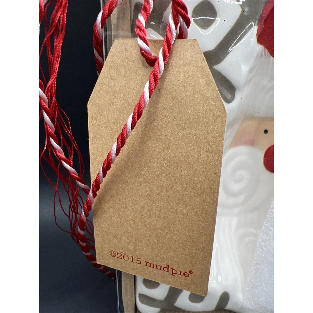 New Mud Pie Christmas Santa Dip Bowl Set Ceramic Face Spoon Gift Box 2015